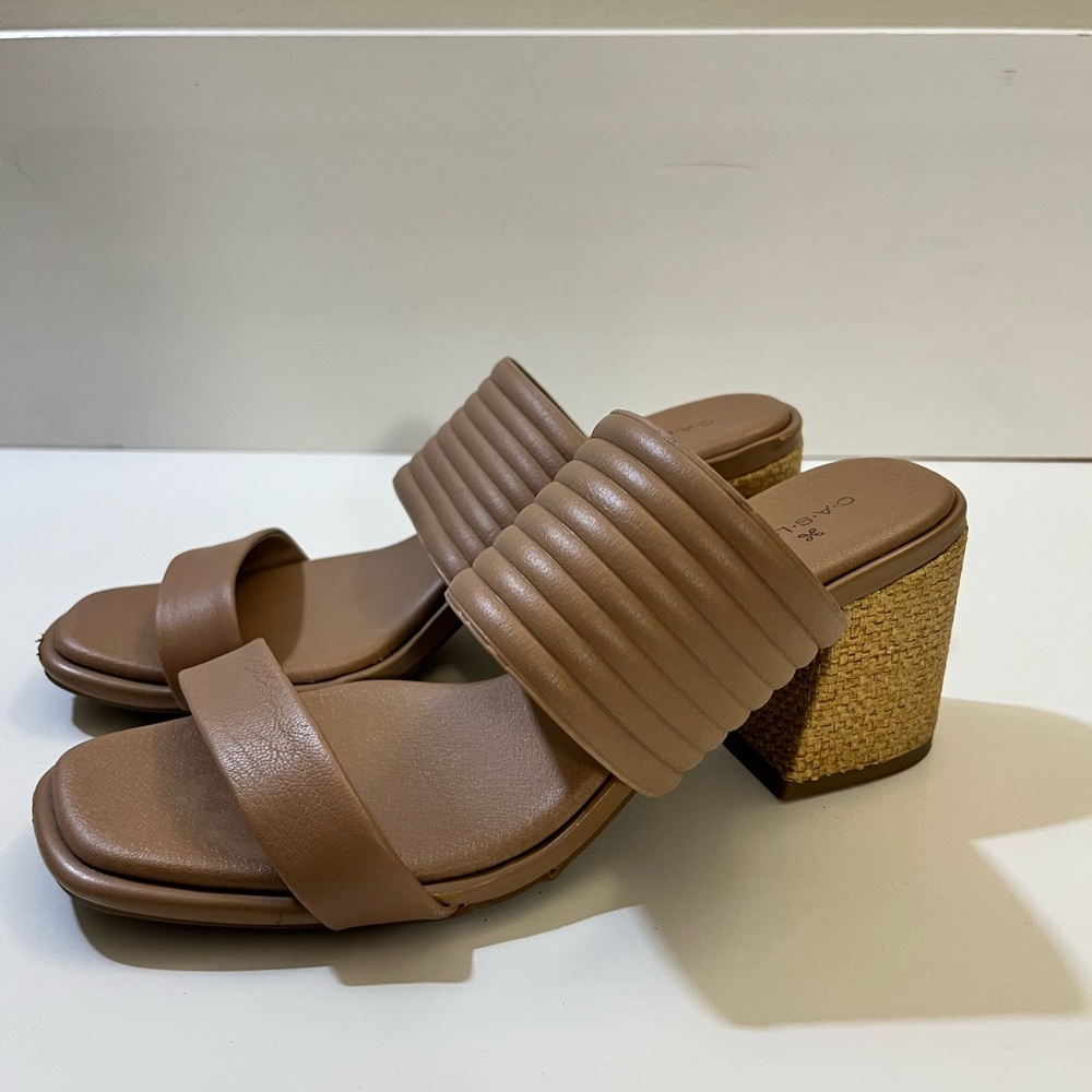 Tan Block Heel Sandals